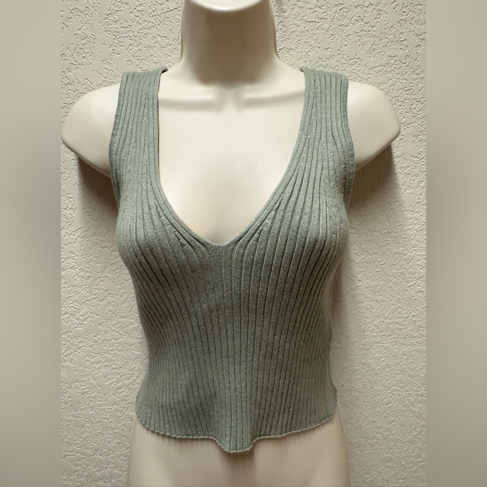 Madewell Ribbed Knit Tank Top - Sage Green Sz L